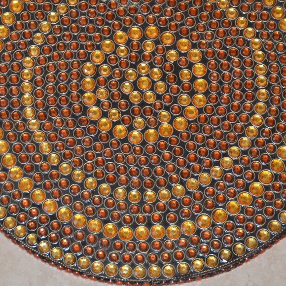 KIM SEYBERT HOLIDAY FALL BROWN GOLD CRYSTAL BEADED PLACEMAT CHARGER CENTERPIECE - Picture 3 of 10